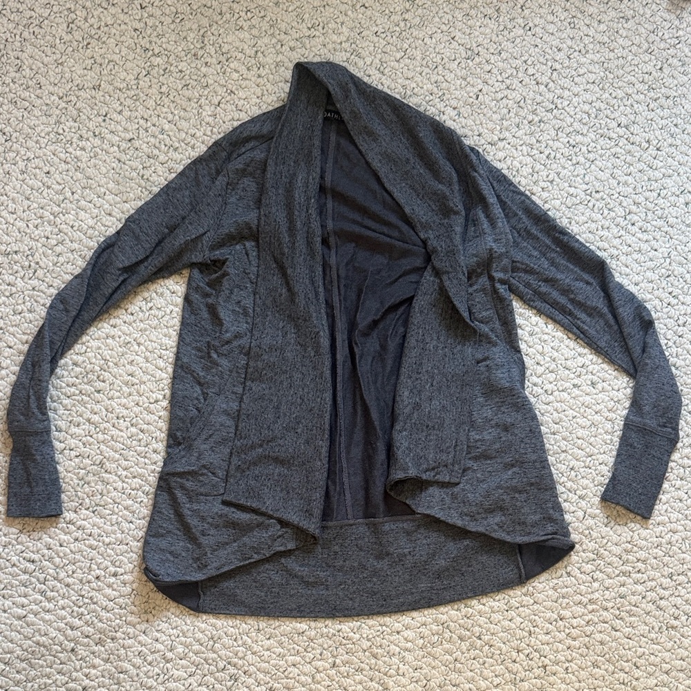 Athleta Dark Gray Open-Front Draped Cardigan